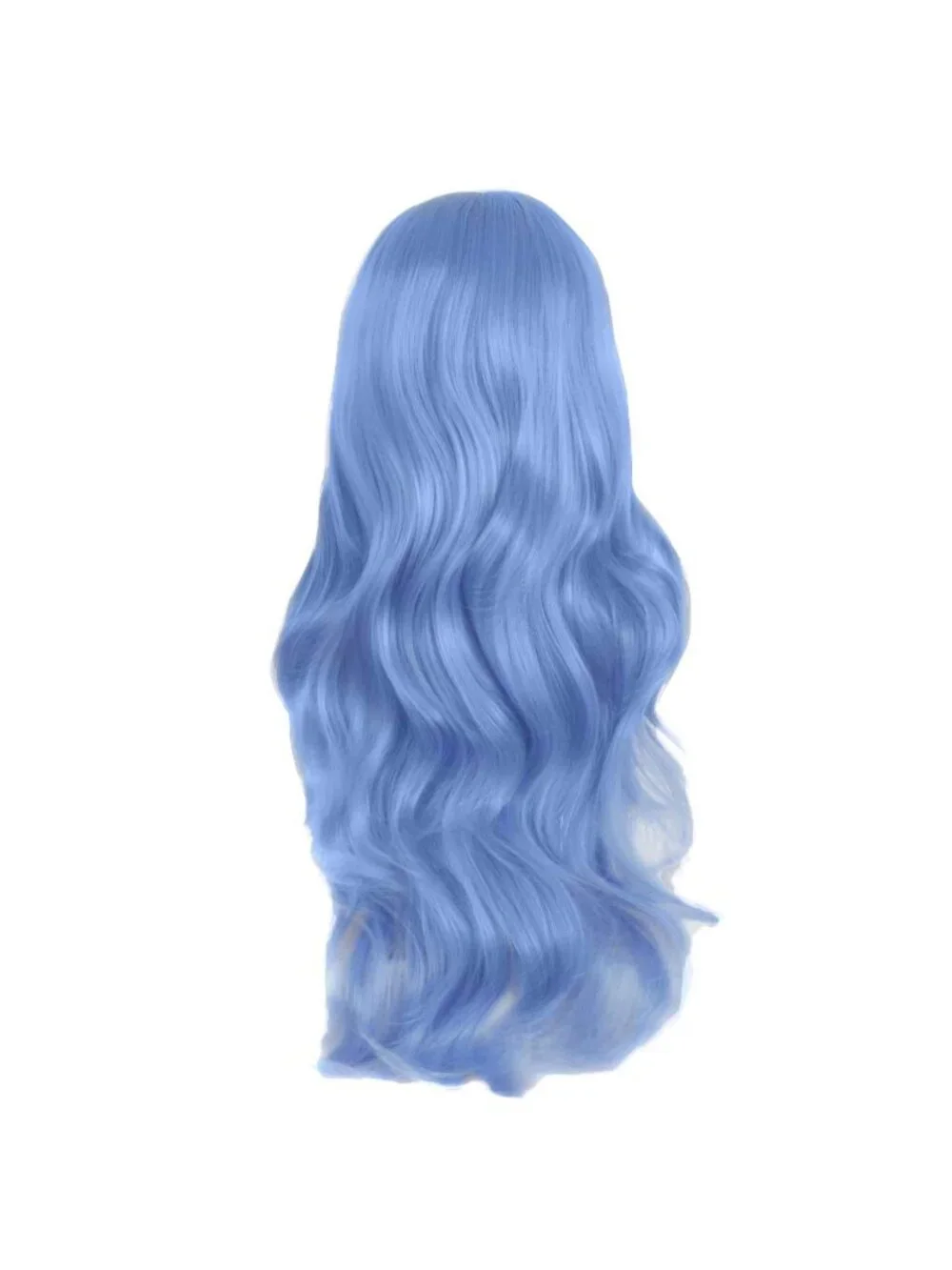 Women's Periwinkle Pink 24 Inch Synthetic Modern Long Wavy Side Bangs Wigs